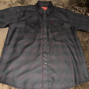 DIXXON Darkness Black & Faded Res Casual Button Down Flannel Shirt